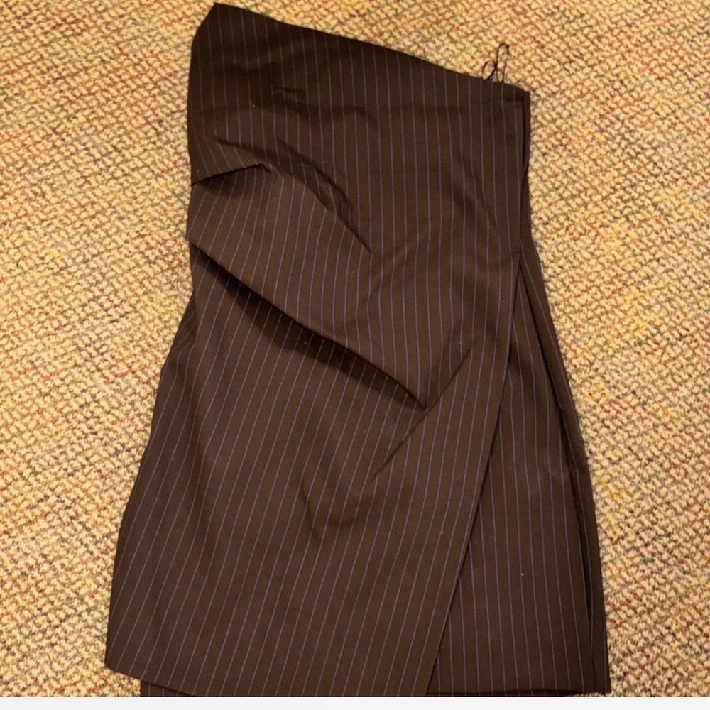 Zara Brown Pinstripe Pencil Skirt